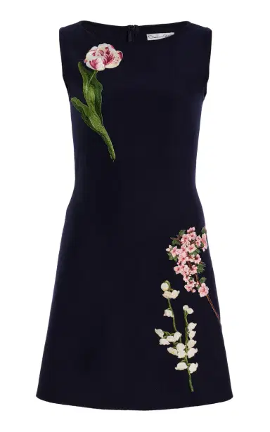 Oscar de la Renta Embroidered Wool Mini Dress | Thumbnail 2 Oscar de la Renta Embroidered Wool Mini Dress | Thumbnail 2