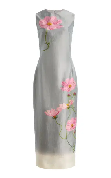 Oscar de la Renta Cosmos Mikado Midi Dress | Thumbnail 2 Oscar de la Renta Cosmos Mikado Midi Dress | Thumbnail 2