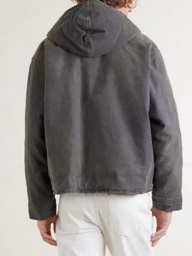 A.PRESSE Fleece-Lined Distressed Cotton-Canvas Hooded Jacket - Men | Thumbnail 4 A.PRESSE Fleece-Lined Distressed Cotton-Canvas Hooded Jacket - Men | Thumbnail 4