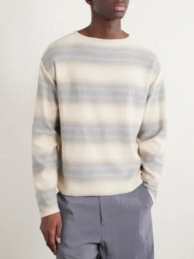 Auralee Dégradé Striped Cotton and Silk-Blend Sweater - Men | Thumbnail 3 Auralee Dégradé Striped Cotton and Silk-Blend Sweater - Men | Thumbnail 3