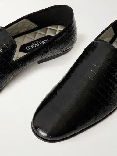 Tom Ford Steven Grosgrain-Trimmed Croc-Effect Leather Loafers - Men | Thumbnail 5 Tom Ford Steven Grosgrain-Trimmed Croc-Effect Leather Loafers - Men | Thumbnail 5