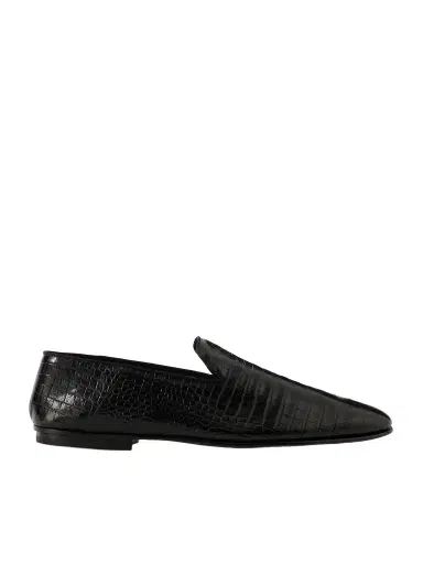 Tom Ford Steven Grosgrain-Trimmed Croc-Effect Leather Loafers - Men | Thumbnail 1 Tom Ford Steven Grosgrain-Trimmed Croc-Effect Leather Loafers - Men | Thumbnail 1