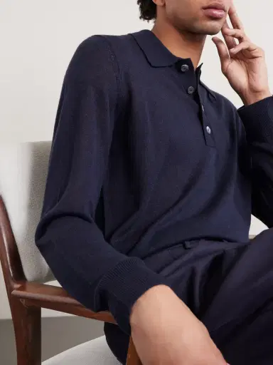 PIACENZA 1733 Silk and Cashmere-Blend Polo Sweater - Men | Thumbnail 4 PIACENZA 1733 Silk and Cashmere-Blend Polo Sweater - Men | Thumbnail 4