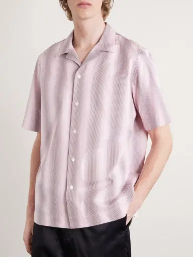 Dries Van Noten Camp-Collar Striped Cotton-Poplin Shirt IT 52 | Thumbnail 3 Dries Van Noten Camp-Collar Striped Cotton-Poplin Shirt IT 52 | Thumbnail 3