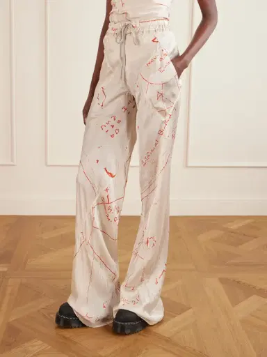 Rick Owens Bias Paneled Printed Satin Pants | Thumbnail 3 Rick Owens Bias Paneled Printed Satin Pants | Thumbnail 3