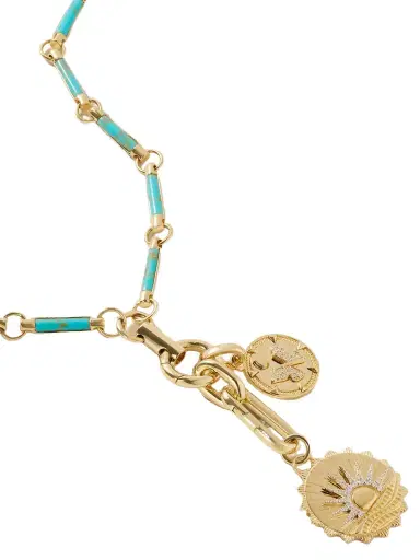 Foundrae New Beginnings Drop Element 18-karat Gold, Turquoise And Diamond Necklace | Thumbnail 1 Foundrae New Beginnings Drop Element 18-karat Gold, Turquoise And Diamond Necklace | Thumbnail 1