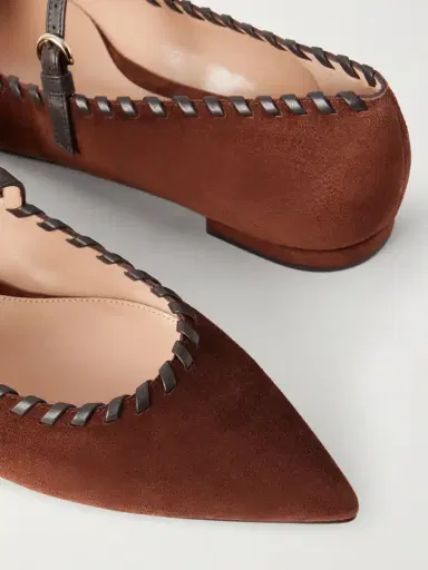 Gianvito Rossi Leather-trimmed Suede Mary Jane Ballet Flats | Thumbnail 5 Gianvito Rossi Leather-trimmed Suede Mary Jane Ballet Flats | Thumbnail 5