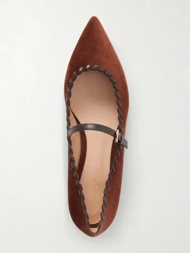 Gianvito Rossi Leather-trimmed Suede Mary Jane Ballet Flats | Thumbnail 6 Gianvito Rossi Leather-trimmed Suede Mary Jane Ballet Flats | Thumbnail 6