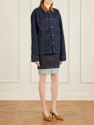 Khaite Wyatt Corduroy-trimmed Denim Jacket | Thumbnail 2 Khaite Wyatt Corduroy-trimmed Denim Jacket | Thumbnail 2