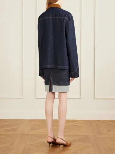 Khaite Wyatt Corduroy-trimmed Denim Jacket | Thumbnail 3 Khaite Wyatt Corduroy-trimmed Denim Jacket | Thumbnail 3