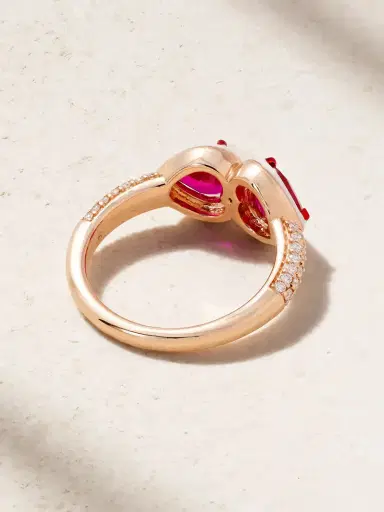 Kamyen Twin Heart 18-karat Rose Gold, Ruby, Diamond And Enamel Ring | Thumbnail 3 Kamyen Twin Heart 18-karat Rose Gold, Ruby, Diamond And Enamel Ring | Thumbnail 3