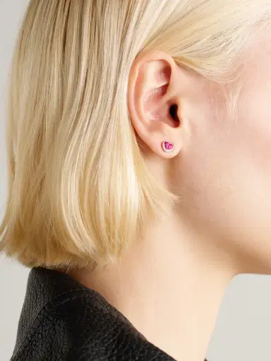 Kamyen Heartbeats 18-karat Rose Gold, Ruby And Enamel Earrings | Thumbnail 2 Kamyen Heartbeats 18-karat Rose Gold, Ruby And Enamel Earrings | Thumbnail 2