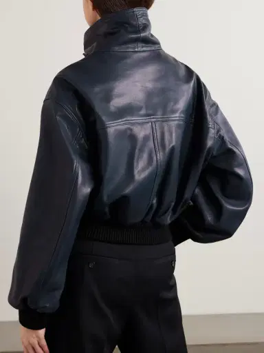 Nour Hammour Briar Cropped Leather Bomber Jacket | Thumbnail 3 Nour Hammour Briar Cropped Leather Bomber Jacket | Thumbnail 3