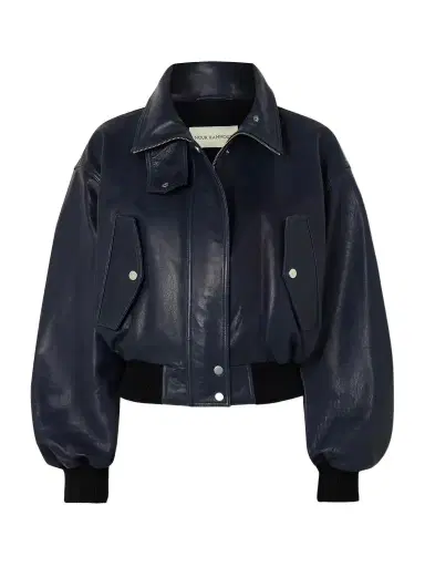 Nour Hammour Briar Cropped Leather Bomber Jacket | Thumbnail 1 Nour Hammour Briar Cropped Leather Bomber Jacket | Thumbnail 1