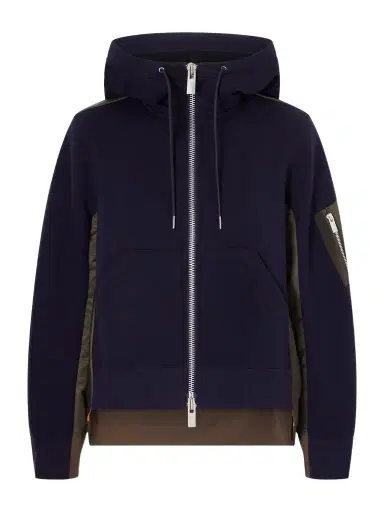 Sacai Sponge Sweat Shell-paneled Cotton-blend Jersey Zip-up Hoodie | Thumbnail 1 Sacai Sponge Sweat Shell-paneled Cotton-blend Jersey Zip-up Hoodie | Thumbnail 1