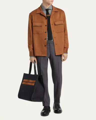 Zegna Men's High Performance Flat-Front Trousers | Thumbnail 2 Zegna Men's High Performance Flat-Front Trousers | Thumbnail 2