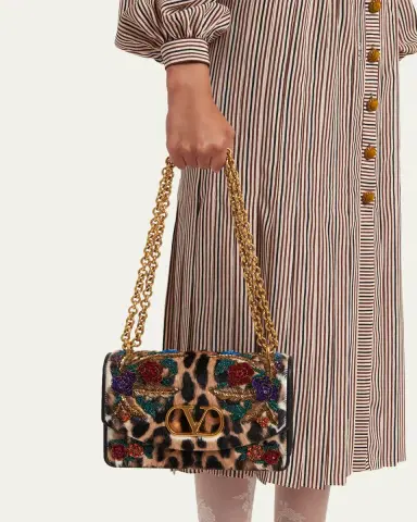 Valentino Garavani Beaded Floral Calf Hair Shoulder Bag | Thumbnail 2 Valentino Garavani Beaded Floral Calf Hair Shoulder Bag | Thumbnail 2