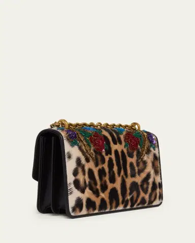 Valentino Garavani Beaded Floral Calf Hair Shoulder Bag | Thumbnail 3 Valentino Garavani Beaded Floral Calf Hair Shoulder Bag | Thumbnail 3