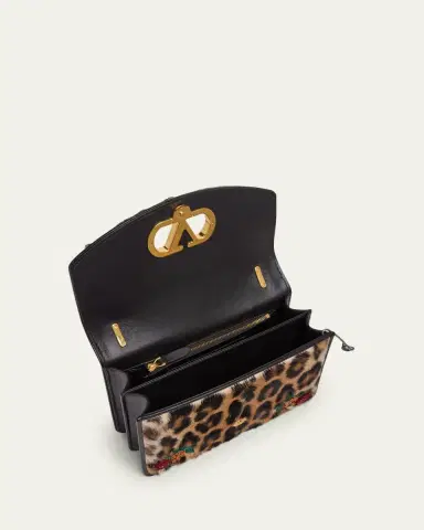 Valentino Garavani Beaded Floral Calf Hair Shoulder Bag | Thumbnail 4 Valentino Garavani Beaded Floral Calf Hair Shoulder Bag | Thumbnail 4