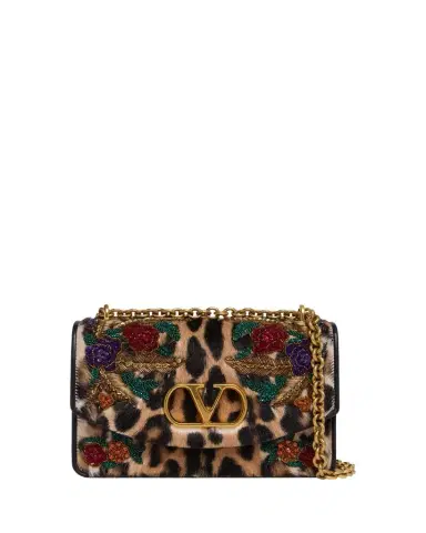 Valentino Garavani Beaded Floral Calf Hair Shoulder Bag | Thumbnail 1 Valentino Garavani Beaded Floral Calf Hair Shoulder Bag | Thumbnail 1