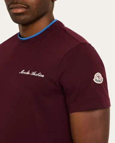 Moncler Men's Embroidered Logo Cotton T-Shirt | Thumbnail 5 Moncler Men's Embroidered Logo Cotton T-Shirt | Thumbnail 5