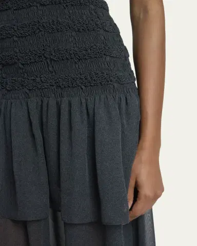 Proenza Schouler Michal Smocked Drop-Waist Georgette Maxi Dress | Thumbnail 5 Proenza Schouler Michal Smocked Drop-Waist Georgette Maxi Dress | Thumbnail 5