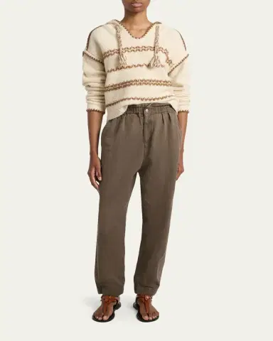 Etoile Isabel Marant Romera Stripe Embroidered Wool-Mohair Hooded Sweater | Thumbnail 2 Etoile Isabel Marant Romera Stripe Embroidered Wool-Mohair Hooded Sweater | Thumbnail 2