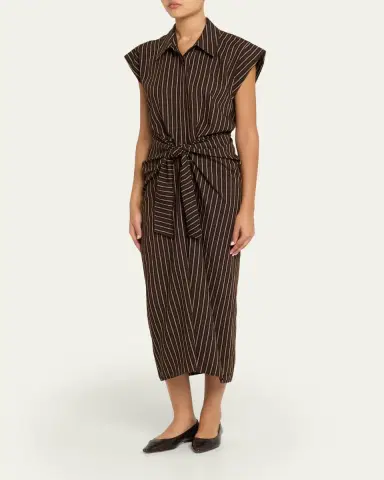 A.L.C. Emilia Pinstripe Draped Tie-Waist Shirtdress | Thumbnail 4 A.L.C. Emilia Pinstripe Draped Tie-Waist Shirtdress | Thumbnail 4