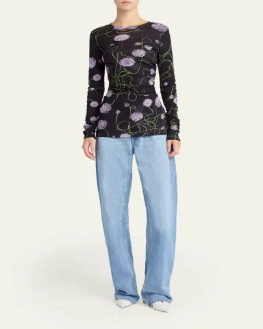Stella McCartney Twisted Allium Layered Mesh Long-Sleeve Top | Thumbnail 2 Stella McCartney Twisted Allium Layered Mesh Long-Sleeve Top | Thumbnail 2