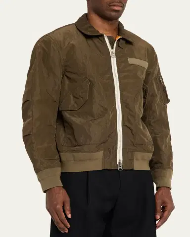 sacai Men's Crinkle Nylon Bomber Jacket | Thumbnail 4 sacai Men's Crinkle Nylon Bomber Jacket | Thumbnail 4