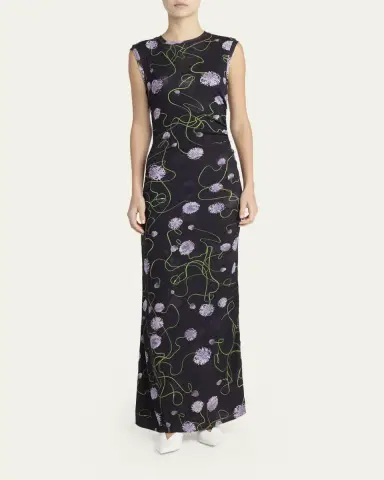 Stella McCartney Twisted Flower Mesh Sleeveless Maxi Dress | Thumbnail 2 Stella McCartney Twisted Flower Mesh Sleeveless Maxi Dress | Thumbnail 2