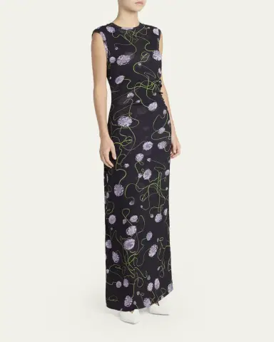 Stella McCartney Twisted Flower Mesh Sleeveless Maxi Dress | Thumbnail 4 Stella McCartney Twisted Flower Mesh Sleeveless Maxi Dress | Thumbnail 4