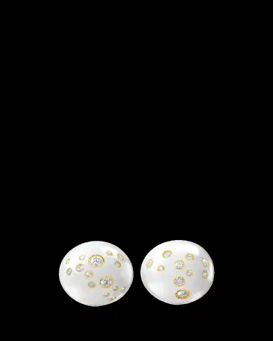 Verdura 18K Yellow Gold Constellation Dome Earrings, White | Thumbnail 2 Verdura 18K Yellow Gold Constellation Dome Earrings, White | Thumbnail 2