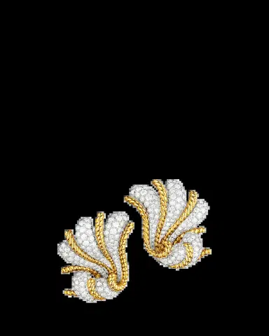 Verdura Platinum and 18K Yellow Gold Diamond Fan Earrings | Thumbnail 2 Verdura Platinum and 18K Yellow Gold Diamond Fan Earrings | Thumbnail 2