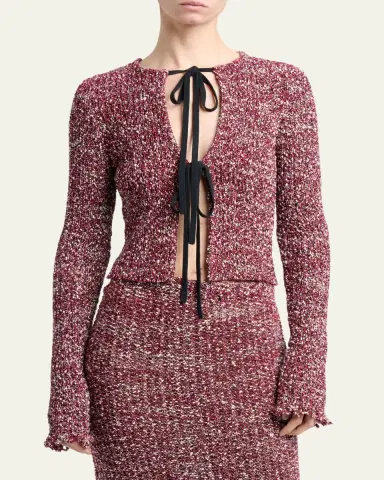 Proenza Schouler Colette Boucle Tie-Front Crop Top | Thumbnail 4 Proenza Schouler Colette Boucle Tie-Front Crop Top | Thumbnail 4