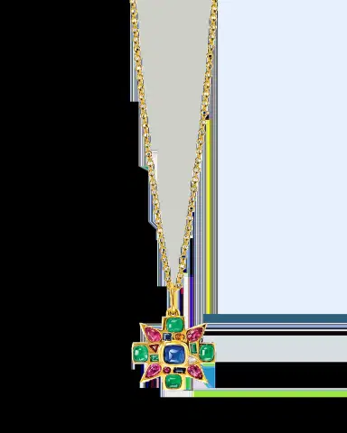 VERDURA 18K Yellow Gold Sapphire and Emerald Mini Byzantine Pendant Necklace | Thumbnail 2 VERDURA 18K Yellow Gold Sapphire and Emerald Mini Byzantine Pendant Necklace | Thumbnail 2