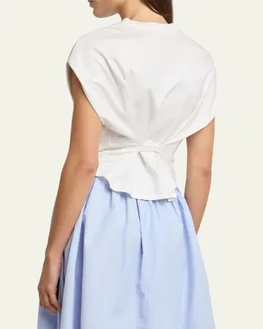 Proenza Schouler White Label Reeva Gathered Crewneck Tee | Thumbnail 3 Proenza Schouler White Label Reeva Gathered Crewneck Tee | Thumbnail 3