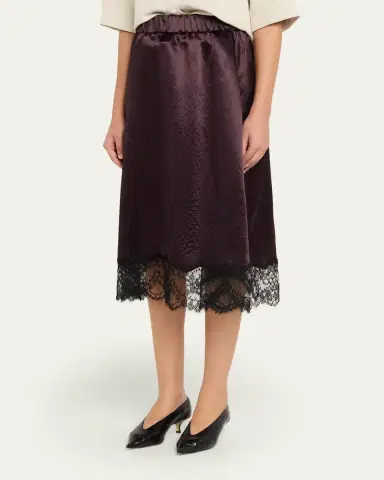 MARIA MCMANUS Lace-Trim Satin Midi Skirt | Thumbnail 4 MARIA MCMANUS Lace-Trim Satin Midi Skirt | Thumbnail 4