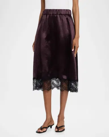 MARIA MCMANUS Lace-Trim Satin Midi Skirt | Thumbnail 8 MARIA MCMANUS Lace-Trim Satin Midi Skirt | Thumbnail 8