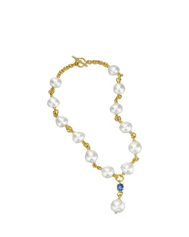 Verdura 18K Yellow Gold South Sea Pearl and Sapphire Y-Necklace | Thumbnail 1 Verdura 18K Yellow Gold South Sea Pearl and Sapphire Y-Necklace | Thumbnail 1