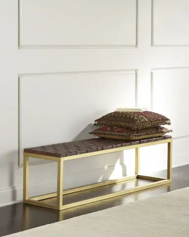 Peninsula Home Collection Hildago Woven Leather Bench | Thumbnail 1 Peninsula Home Collection Hildago Woven Leather Bench | Thumbnail 1