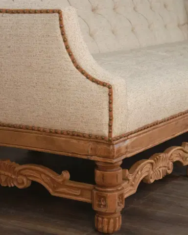 Peninsula Home Collection Camelia Sofa with Natural Wood Hand-Carved Base | Thumbnail 2 Peninsula Home Collection Camelia Sofa with Natural Wood Hand-Carved Base | Thumbnail 2