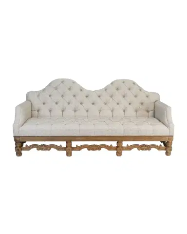 Peninsula Home Collection Camelia Sofa with Natural Wood Hand-Carved Base | Thumbnail 1 Peninsula Home Collection Camelia Sofa with Natural Wood Hand-Carved Base | Thumbnail 1