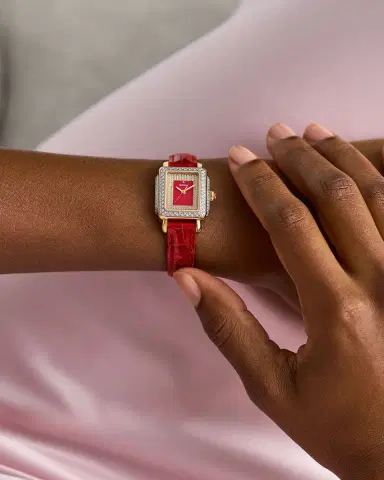 Michele Special Edition Deco Madison Red Mini Diamond Pavé Watch | Thumbnail 2 Michele Special Edition Deco Madison Red Mini Diamond Pavé Watch | Thumbnail 2