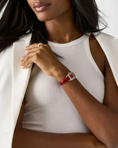 Michele Special Edition Deco Madison Red Mini Diamond Pavé Watch | Thumbnail 5 Michele Special Edition Deco Madison Red Mini Diamond Pavé Watch | Thumbnail 5