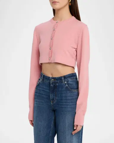 Dolce & Gabbana Crystal-Button Cashmere Crop Cardigan | Thumbnail 4 Dolce & Gabbana Crystal-Button Cashmere Crop Cardigan | Thumbnail 4