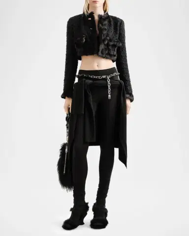 Dolce & Gabbana Faux Fur Trim Tweed Crop Jacket | Thumbnail 2 Dolce & Gabbana Faux Fur Trim Tweed Crop Jacket | Thumbnail 2