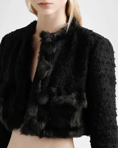 Dolce & Gabbana Faux Fur Trim Tweed Crop Jacket | Thumbnail 5 Dolce & Gabbana Faux Fur Trim Tweed Crop Jacket | Thumbnail 5