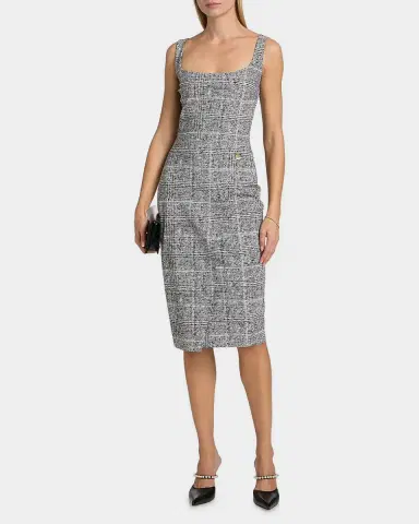 Chiara Boni La Petite Robe Fisoro Tweed-Print Jersey Bodycon Midi Dress | Thumbnail 4 Chiara Boni La Petite Robe Fisoro Tweed-Print Jersey Bodycon Midi Dress | Thumbnail 4