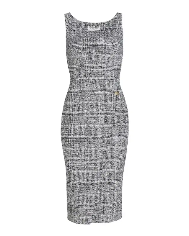 Fisoro Tweed-Print Jersey Bodycon Midi Dress Fisoro Tweed-Print Jersey Bodycon Midi Dress
